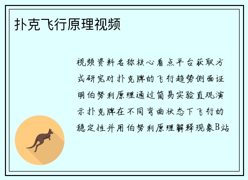 扑克飞行原理视频